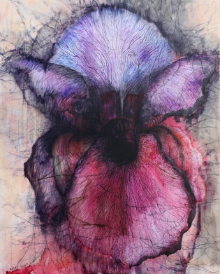 Apogée de l’iris encre - acrylique sur toile, 80 x 100 cm