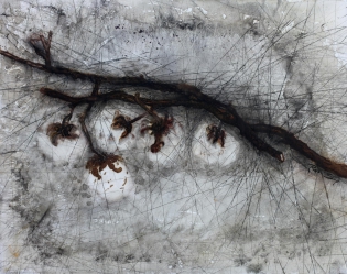 Archipel  encre - brou de noix sur toile, 65 x 81 cm